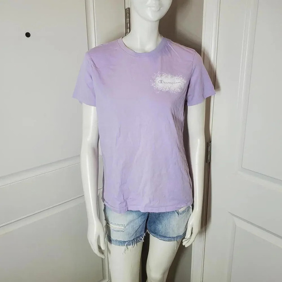 Champion Purple Women's Crewneck T-Shirt Size Medium - Picture 2 of 15